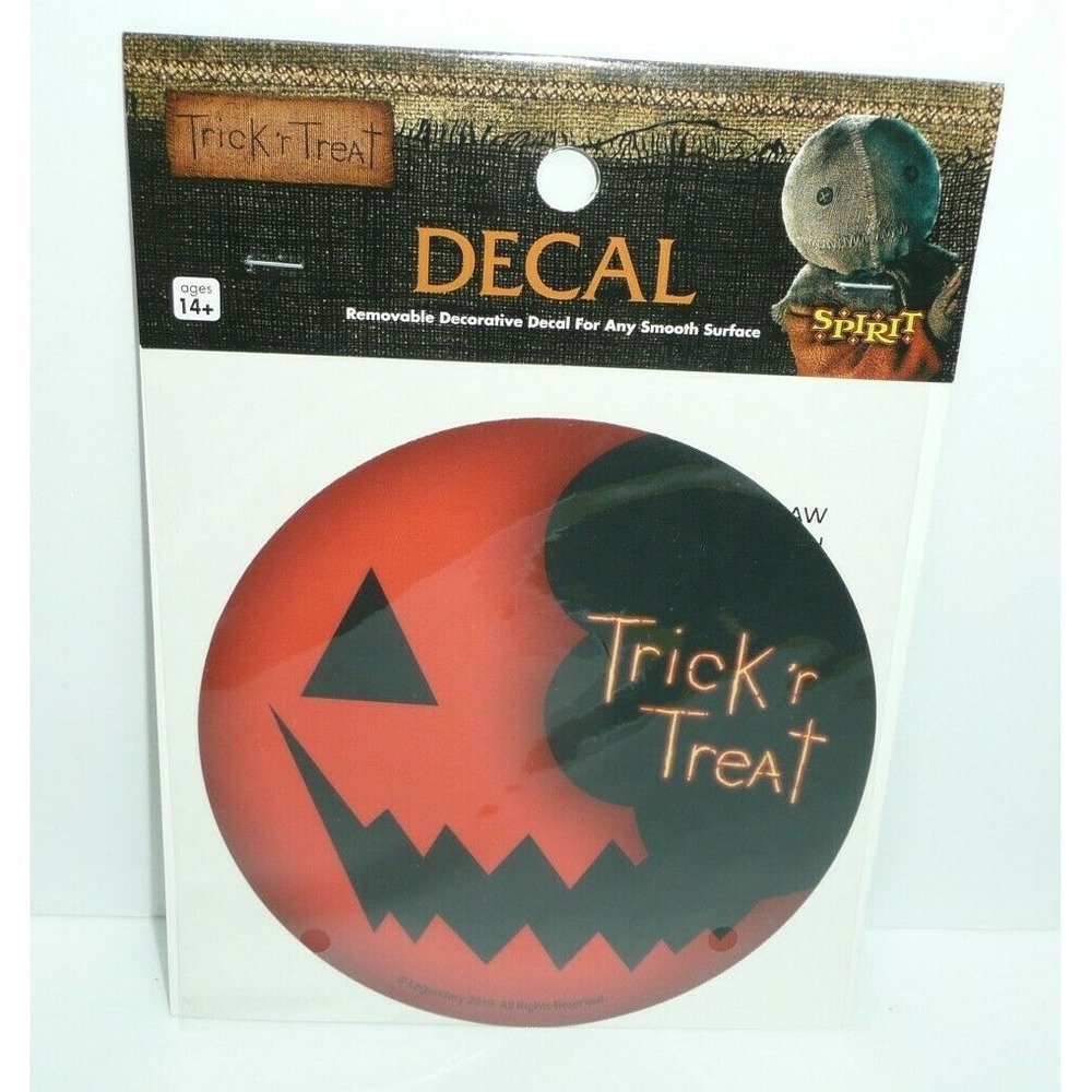 Trick R Treat Round Decal Movie Spirit Trick or Treat Halloween Orange Pumpkin